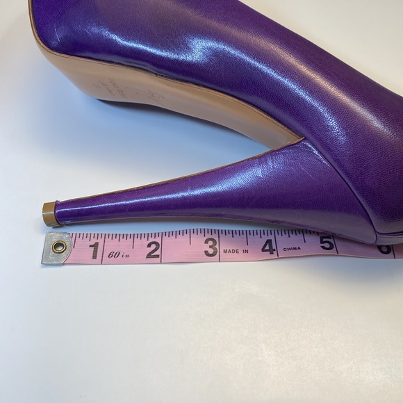 Giuseppe Zanoti Purple Leather Peek a Boo Open Toe Stiletto 4.25” Heels EUC - Picture 13 of 14